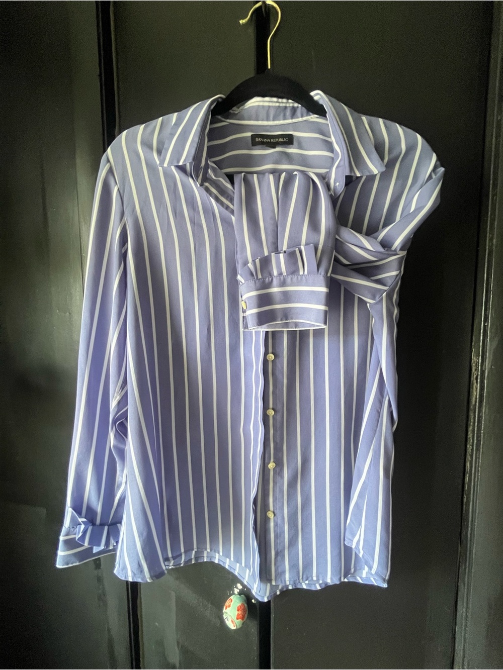 Banana Republic Light Blue and White Striped Shirt